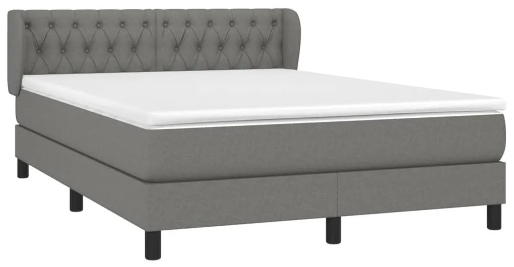 Κρεβάτι Boxspring με Στρώμα Σκούρο Γκρι 140x190 εκ. Υφασμάτινο - Γκρι