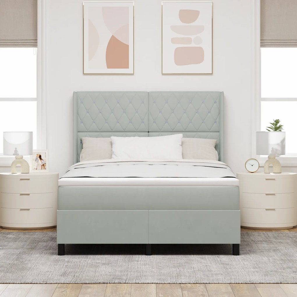vidaXL Κρεβάτι με Στρώμα Light Grey 140x190 cm Βελούδο