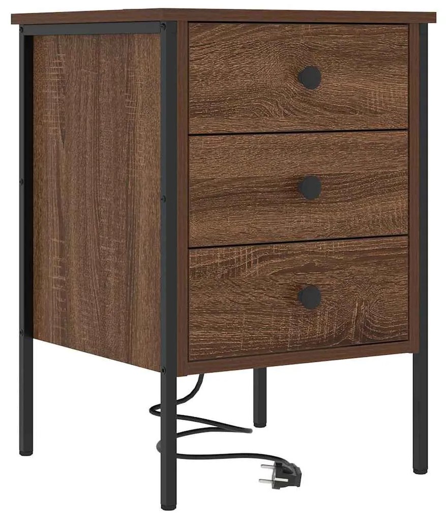 vidaXL Κομοδίνο Καφέ δρυς 42 x 41 x 61 εκ Επεξεργασμένο ξύλο