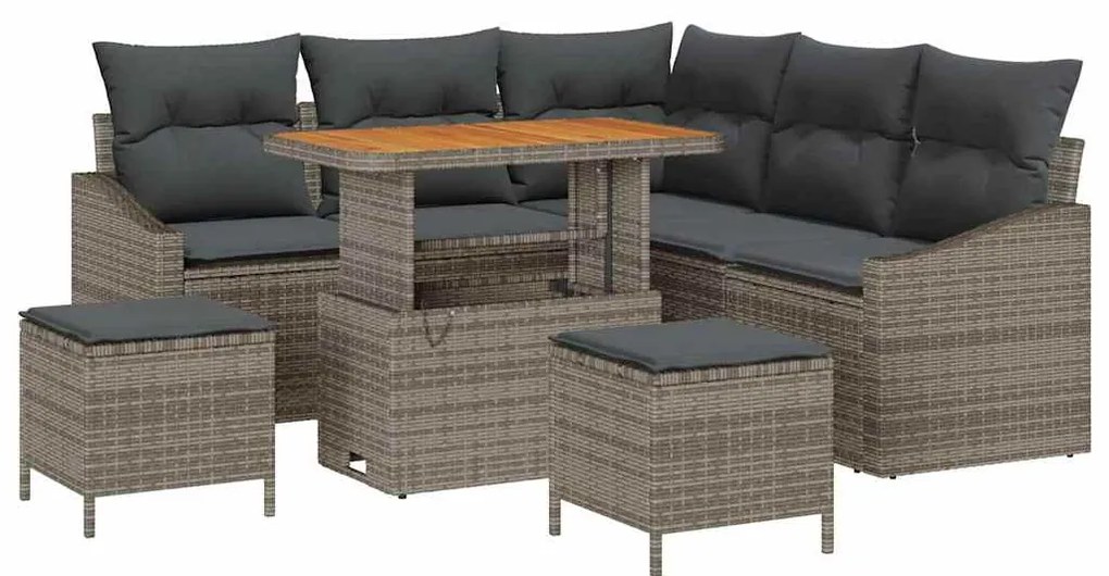 vidaXL Σετ Καναπέ Κήπου με μαξιλάρι 8 pcs Γκρι 90 x 55 x 71 cm