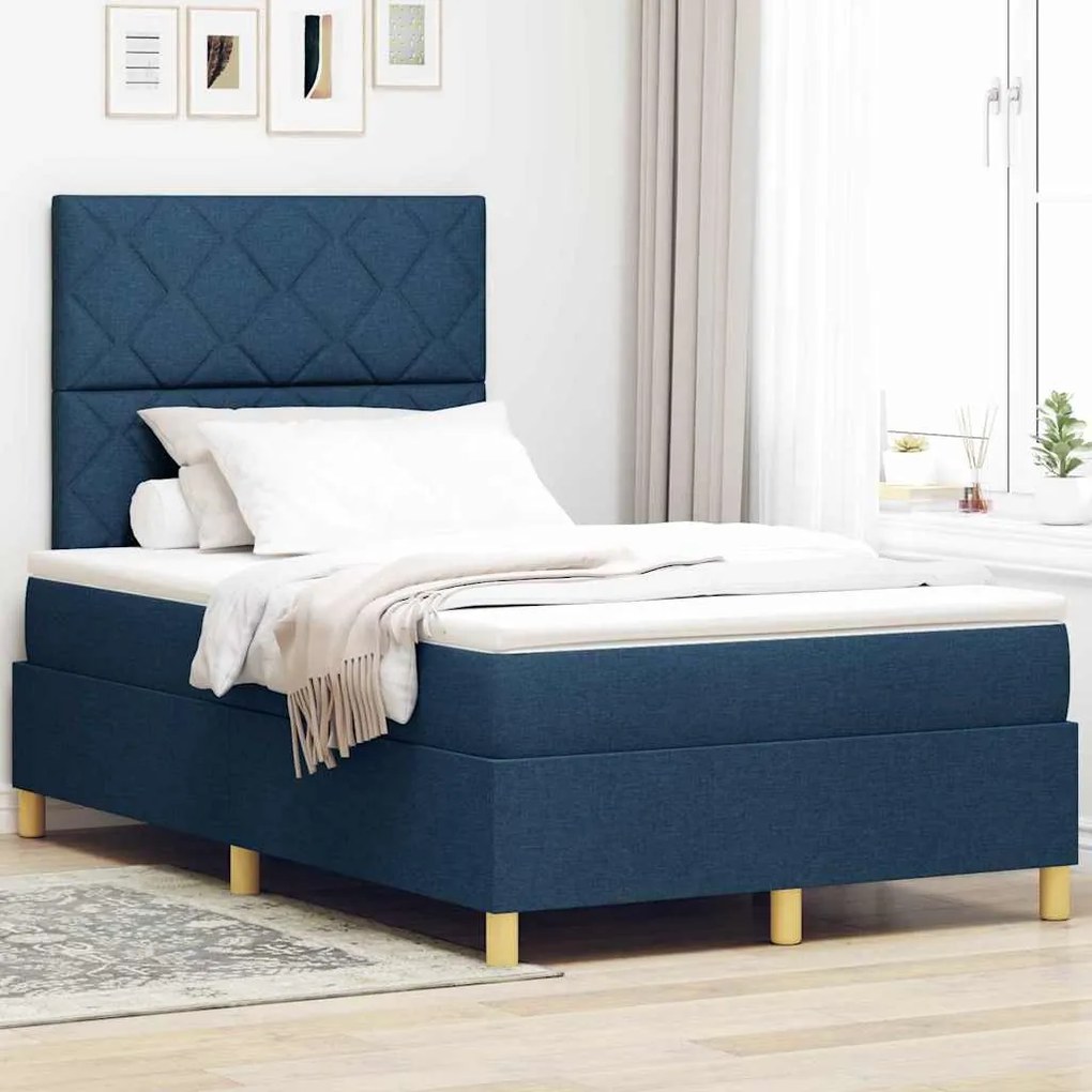 vidaXL Κρεβάτι με Βαμβάκι Μπλε 120x200 εκ. Ύφασμα