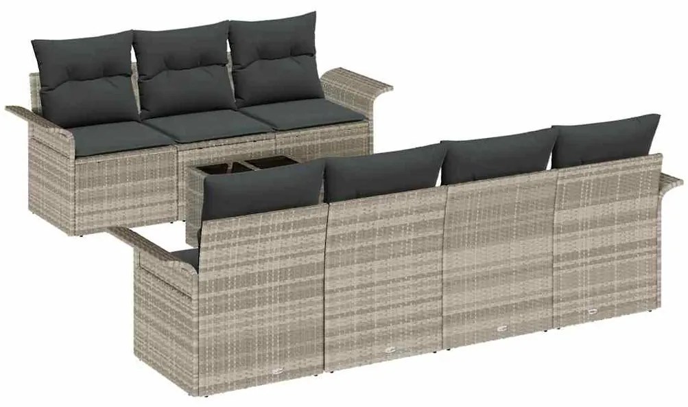 vidaXL Σετ Καναπέ Κήπου 8 pcs Ανοιχτό γκρι Πολυ ράταν