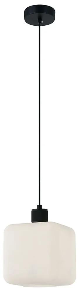 Φωτιστικό Κρεμαστό 16,5x16,5 εκ. Μονόφωτο Μαύρη Μεταλλική Ανάρτηση-Οπάλ Γυαλί Viokef Lily 4245900