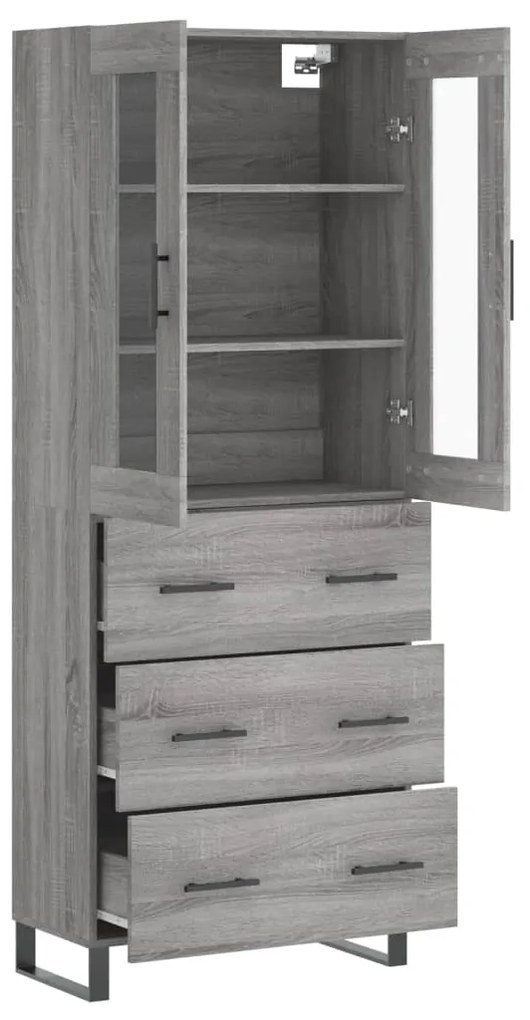 vidaXL Ντουλάπι Γκρι Sonoma 69,5 x 34 x 180 εκ. Επεξεργασμένο Ξύλο