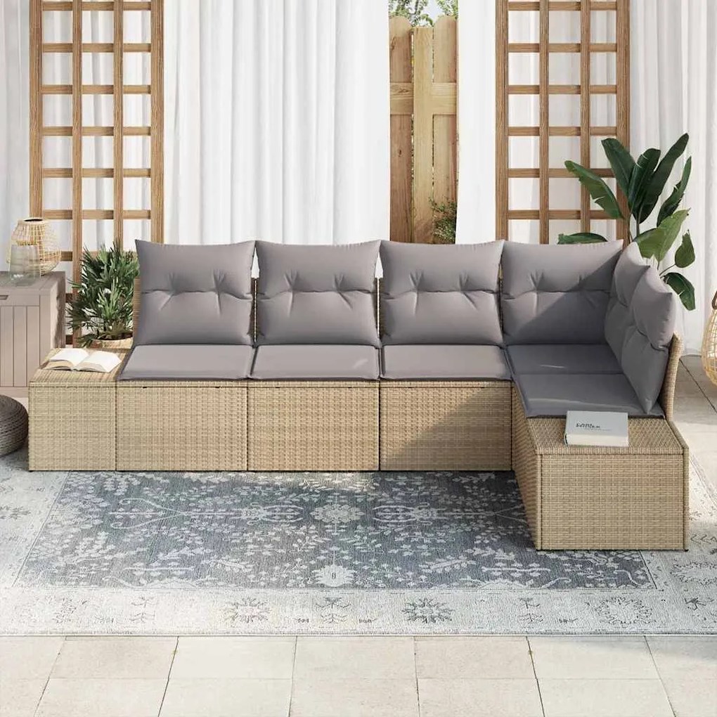vidaXL Σετ Καναπέ Κήπου 5 pcs Μπεζ Πολυ ράταν