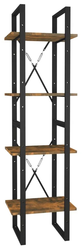 vidaXL Βιβλιοθήκη με 4 Ράφια Καπνιστή Δρυς 40x30x140 εκ. Επεξεργ. Ξύλο