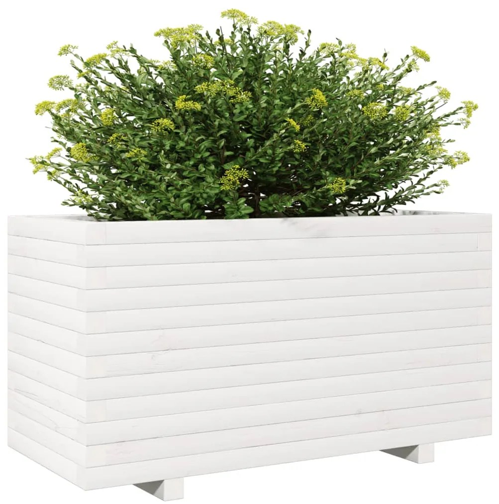 vidaXL Ζαρντινιέρα Κήπου Λευκή 90x40x49,5 εκ. από Μασίφ Ξύλο Πεύκου