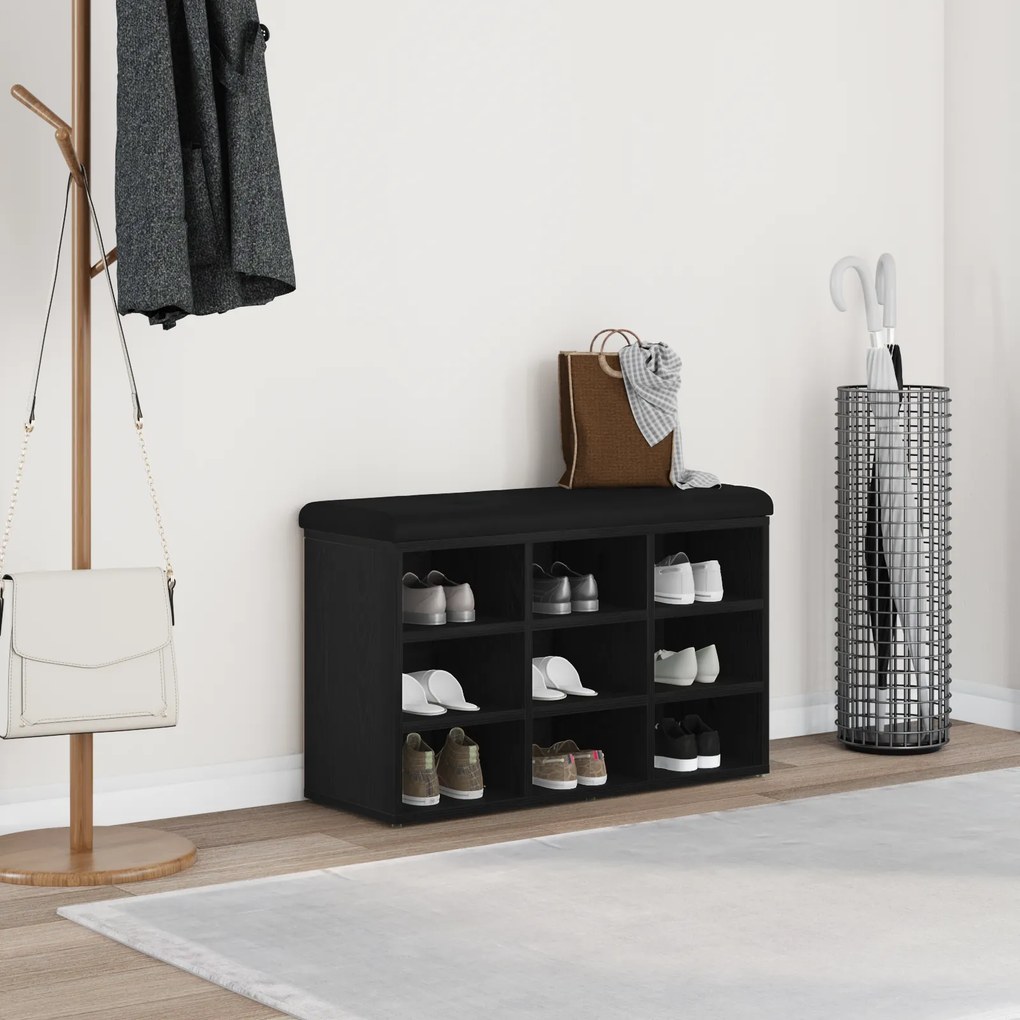 vidaXL Παγκάκι Αποθήκευσης Μαύρη Κέδρος 80x30x48 εκ. Συνθετικό Ξύλο