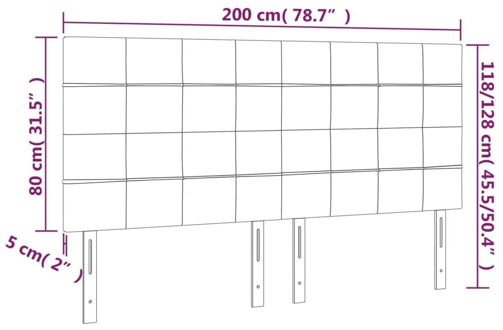 Κεφαλάρι Κρεβατιού LED Ανοιχτό Γκρι 200x5x118/128 εκ. Βελούδινο - Γκρι