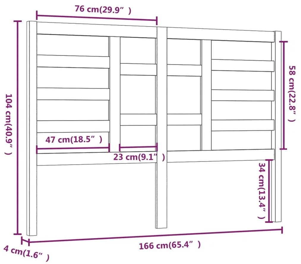 vidaXL Κεφαλάρι κρεβατιού Μαύρο 166x4x104 εκ. από Μασίφ Ξύλο Πεύκου