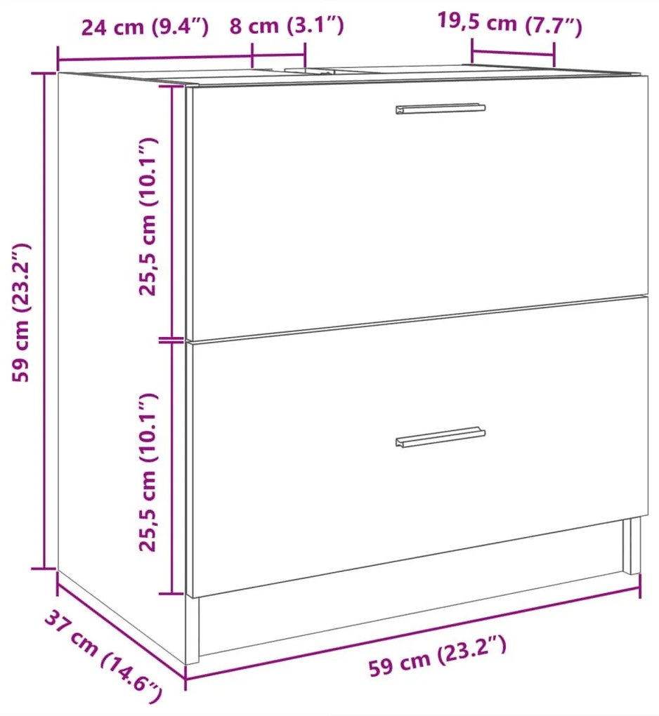 Ντουλάπι Νιπτήρα Γκρι του Σκυροδέματος 59x37x59 εκ. Επεξ. Ξύλο - Γκρι