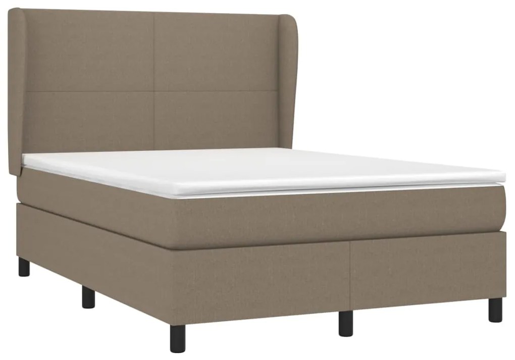 vidaXL Κρεβάτι Boxspring με Στρώμα Taupe 140x190 εκ. Υφασμάτινο