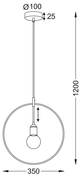 ΚΡΕΜΑΣΤΟ ΜΕΤΑΛΛΙΚΟ 1ΧΕ27 ΜΑΥΡΟΣ ΚΥΚΛΟΣ Φ35cm TWIGGY - V35181BK - V35181BK