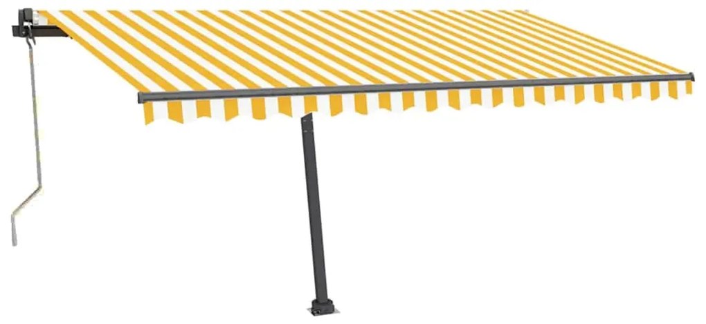 vidaXL Τέντα Αυτόματη με LED &amp; Αισθ. Ανέμου Κίτρινο/Λευκό 400x300 εκ.