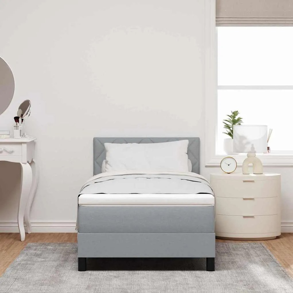 vidaXL Κρεβάτι box spring με στρώμα Ανοιχτό γκρι 90 x 190 cm ύφασμα
