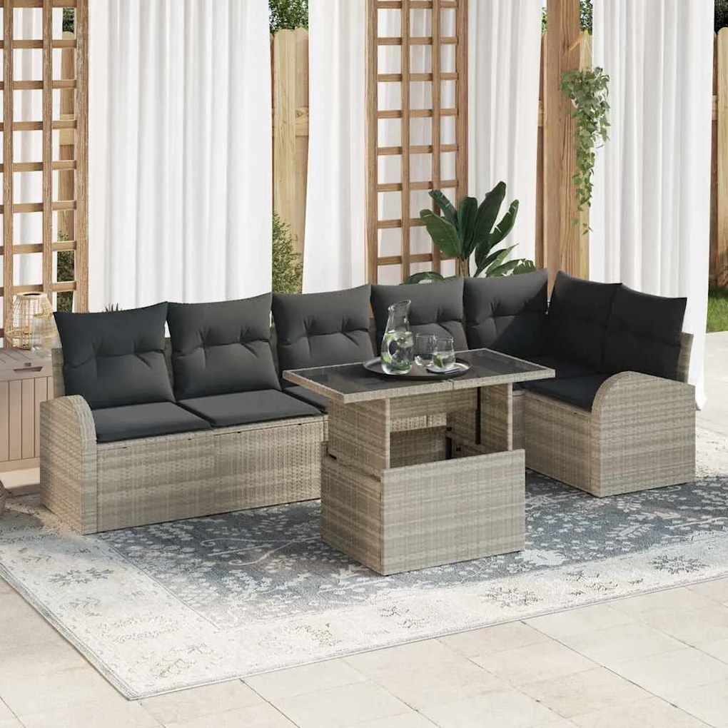 vidaXL Σετ Καναπέ Κήπου 7 pcs Ανοιχτό γκρι 100 x 55 x 73 εκ