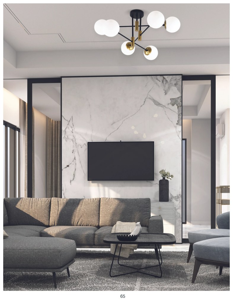 Φωτιστικό Οροφής - Πλαφονιέρα KQ S0982-6 CROSS BLACK AND GOLD CEILING Ε3 - 77-8180 - 51W - 100W - 77-8180