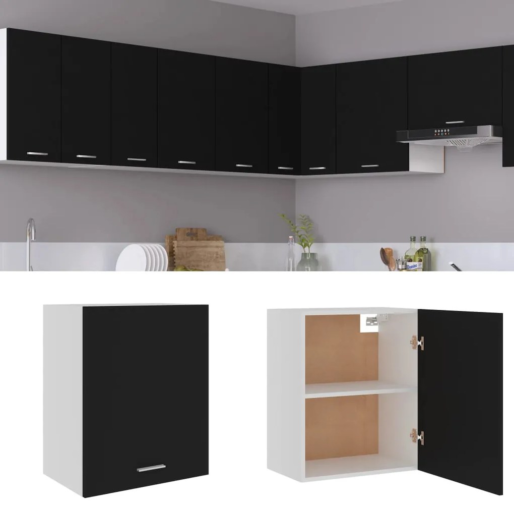 vidaXL Ντουλάπι Κρεμαστό Μαύρο 50x31x60 εκ. Μοριοσανίδα