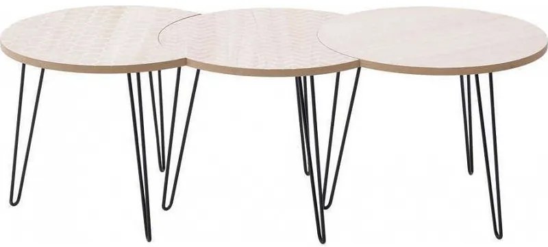 Click Τραπεζάκι Σετ Των 3 Από MDF 107x36x45cm Φυσικό Μπεζ-Μαύρο 6-50-094-0001