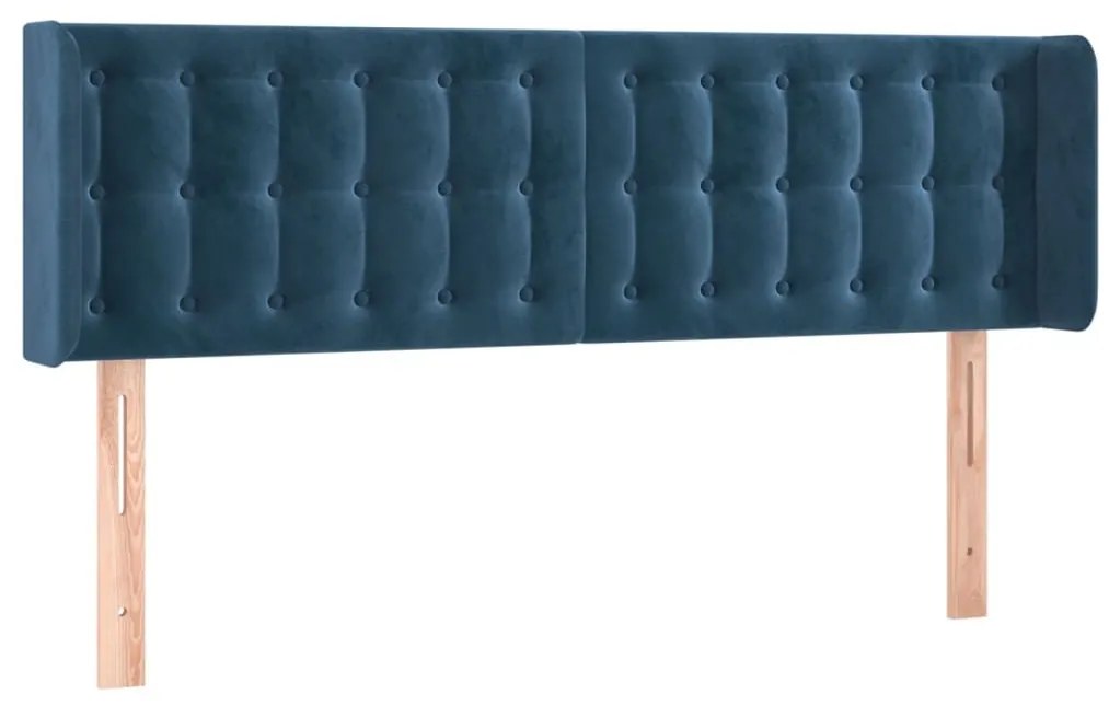 Κεφαλάρι Κρεβατιού LED Σκούρο Μπλε 147x16x78/88 εκ. Βελούδινο - Μπλε