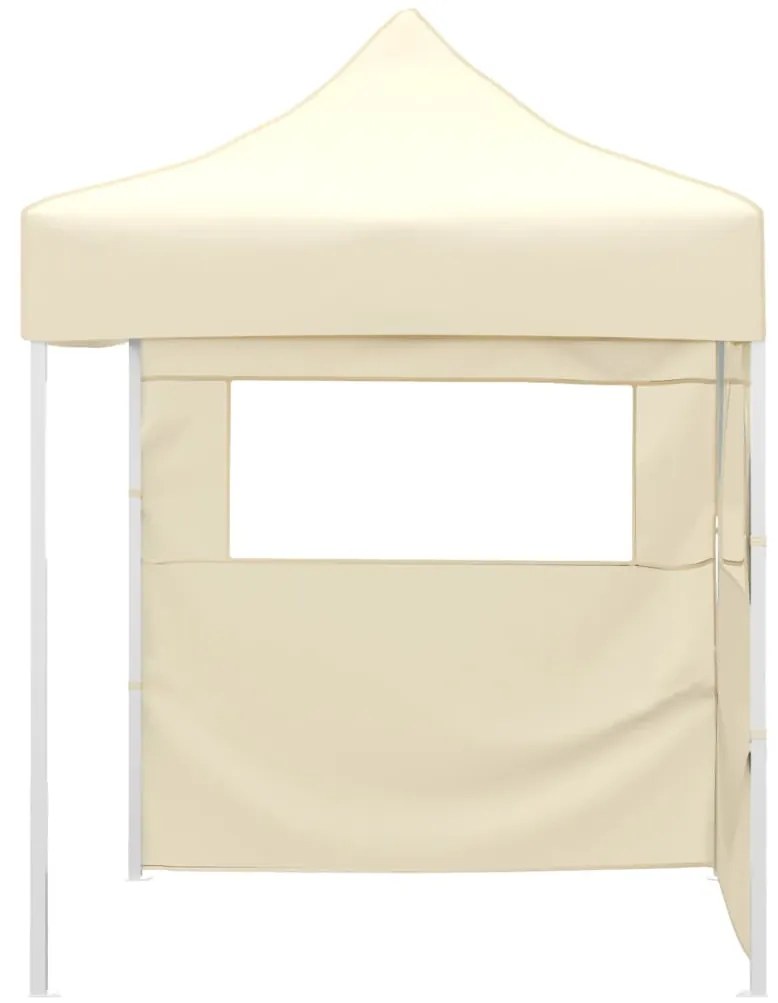 vidaXL Κιόσκι Πτυσσόμενο με 2 Πλευρικά Τοιχώματα Κρεμ 2x2 μ. Ατσάλινο