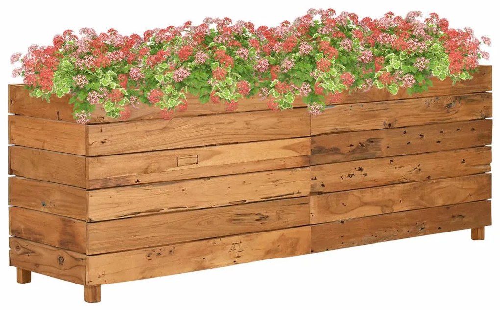 vidaXL Ζαρντινιέρα Υπερυψωμένη 150x40x55 εκ. Ανακυκλ. Ξύλο Teak/Ατσάλι