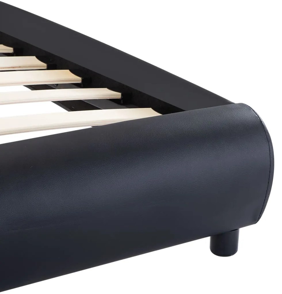 vidaXL Πλαίσιο Κρεβατιού με LED Μαύρο 90 x 200 εκ. Συνθετικό Δέρμα