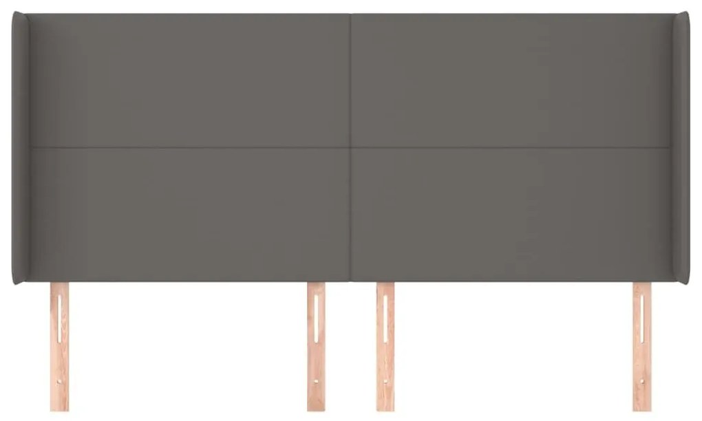 Κεφαλάρι με Πτερύγια Γκρι 163x16x118/128 εκ. Συνθετικό Δέρμα - Γκρι