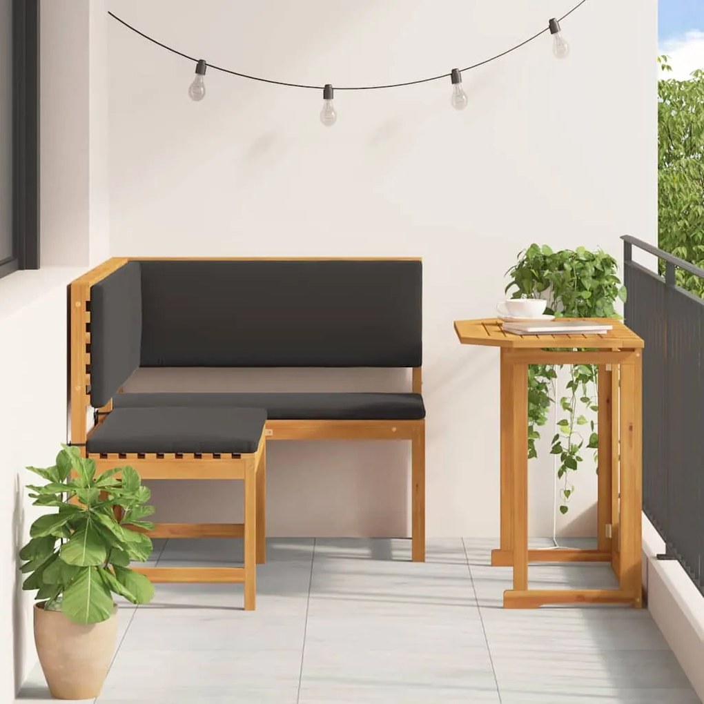 vidaXL Σετ Παγκάκι Κήπου 2 pcs Καφέ Μασίφ ξύλο ακακίας