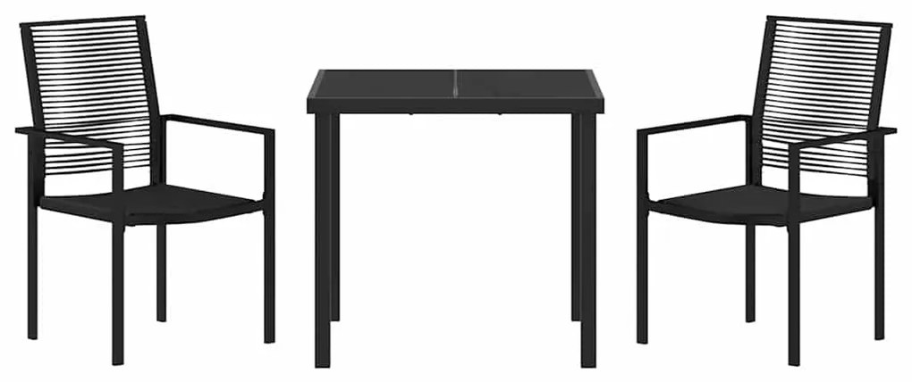 vidaXL Σέτ φαγητού για κήπο 3 pcs Μαύρο Χάλυβας με επίστρωση πούδρας