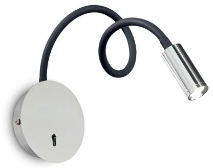 Απλίκα Σποτ φωτιστικό τοίχου LED Focus-2 λευκό μαύρο χρώμιο Ideal Lux-203188-Χρώμιο 203188