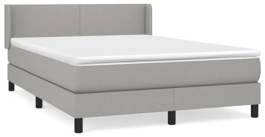 vidaXL Κρεβάτι Boxspring με Στρώμα Ανοιχτό Γκρι 140x200 εκ. Υφασμάτινο