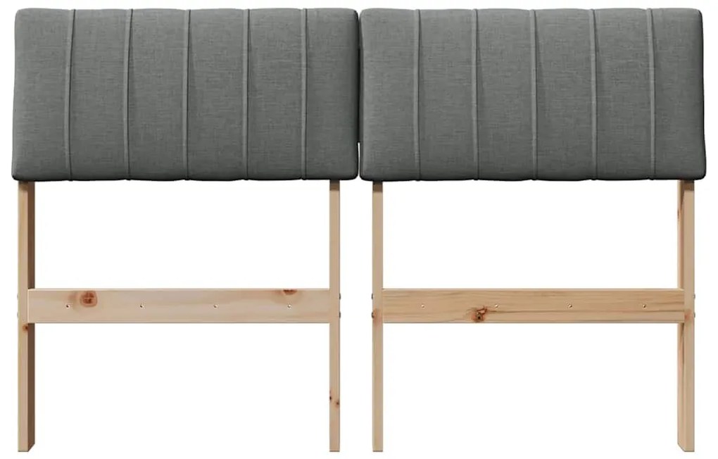 vidaXL Ταπετσαρισμένο κεφαλάρι Σκούρο Γκρι 120 cm Στερεά ξυλεία πεύκου