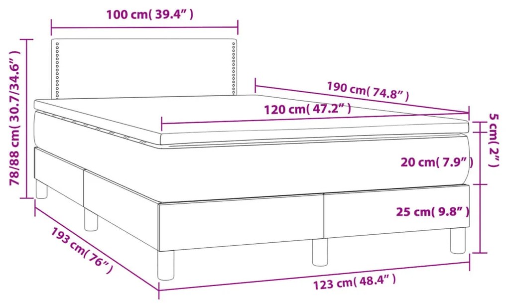 ΚΡΕΒΑΤΙ BOXSPRING ΜΕ ΣΤΡΩΜΑ ΣΚΟΥΡΟ ΓΚΡΙ 120X190 ΕΚ ΥΦΑΣΜΑΤΙΝΟ 3269717