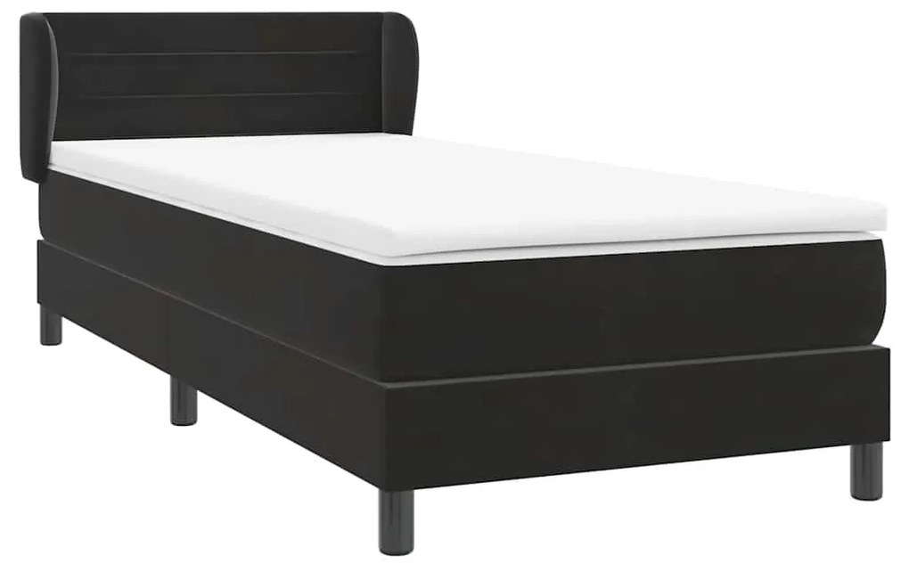 vidaXL Κρεβάτι Boxspring με Στρώμα Μαύρο 80x220 εκ. Βελούδινο