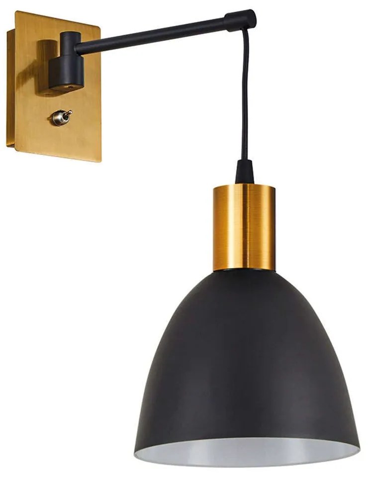 Φωτιστικό Τοίχου - Απλίκα Adept 77-8360 16x28x36cm 1xE27 60W Black-Gold Homelighting