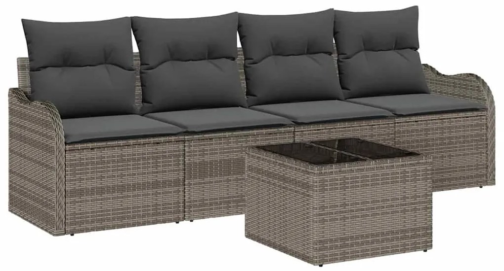 vidaXL Σετ Καναπέ Κήπου 5 pcs Γκρι Πολυ ράταν
