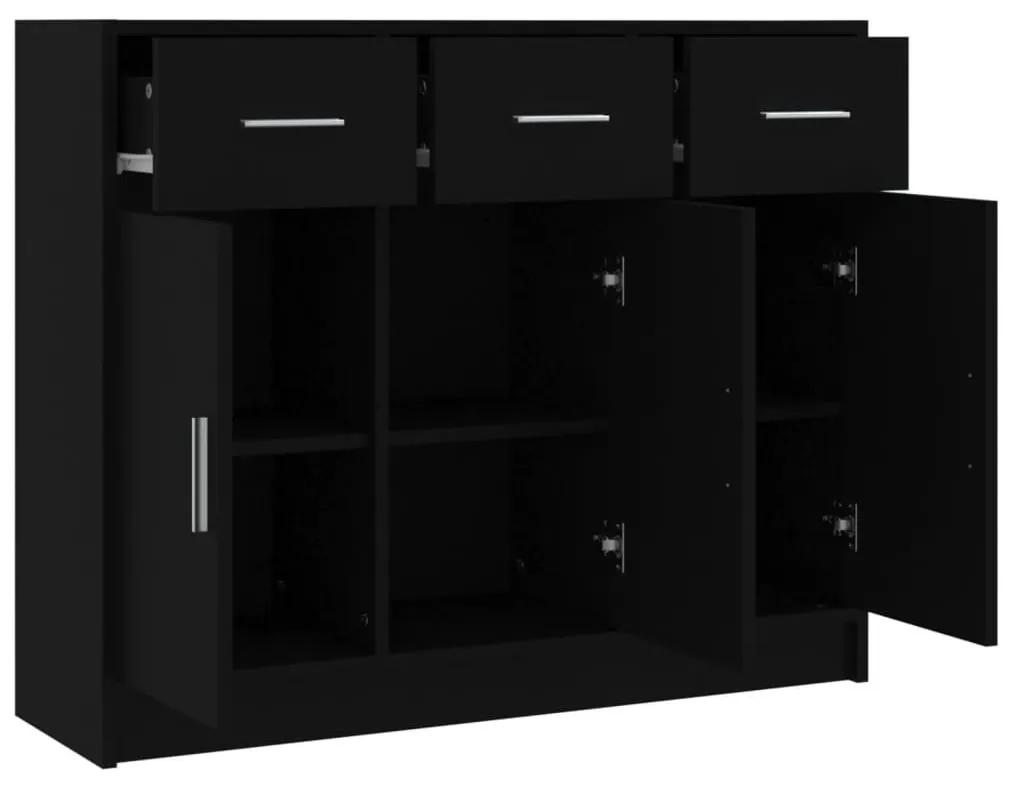 Συρταριέρα Μαύρη 91 x 28 x 75 εκ. από Επεξεργασμένο Ξύλο - Μαύρο