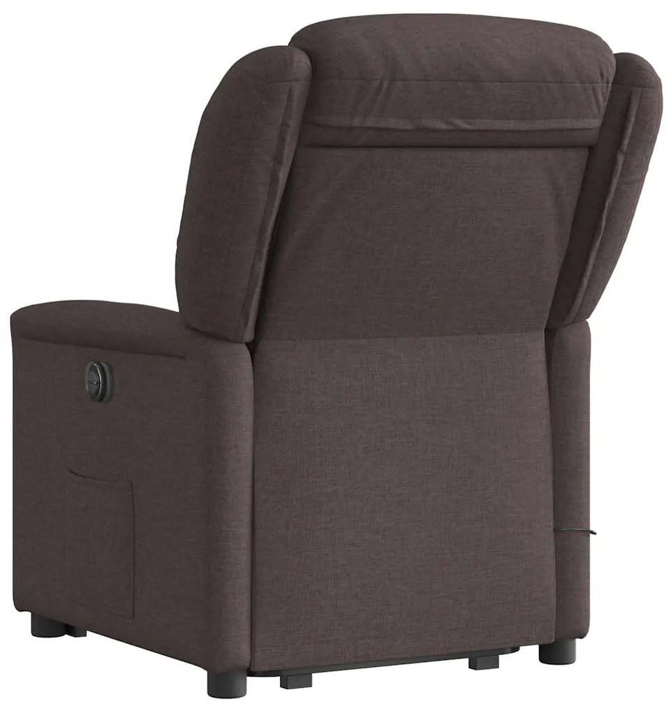 vidaXL Πολυθρόνα Μασάζ Ανακλινόμενη με Ανύψωση Σκούρο Καφέ Υφασμάτινη