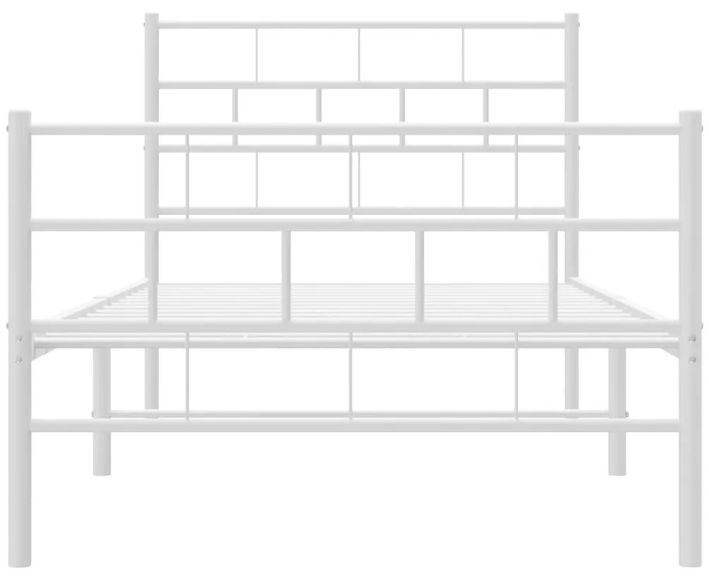vidaXL Πλαίσιο Κρεβατιού με Κεφαλάρι&Ποδαρικό Λευκό 100x200εκ. Μέταλλο