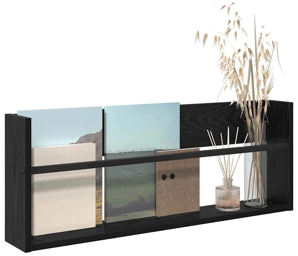 vidaXL Ράφι Περιοδικών Μαύρη Οξυά 80 x 12 x 30 εκ Επεξεργασμένο ξύλο