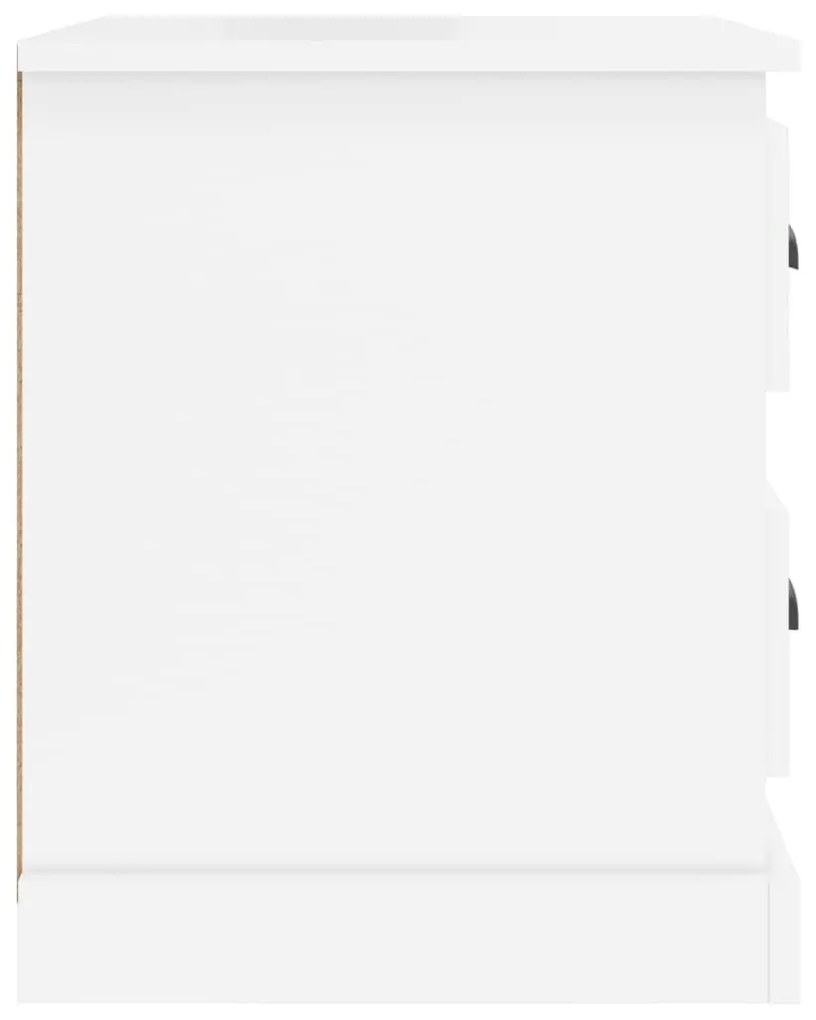 Κομοδίνο Γυαλ. Λευκό 39x39x47,5 εκ. από Επεξεργασμένο Ξύλο - Λευκό