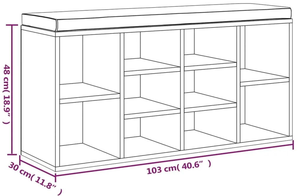 vidaXL Παπουτσοθήκη Καφέ Δρυς 103x30x48 εκ. από Επεξεργασμένο Ξύλο