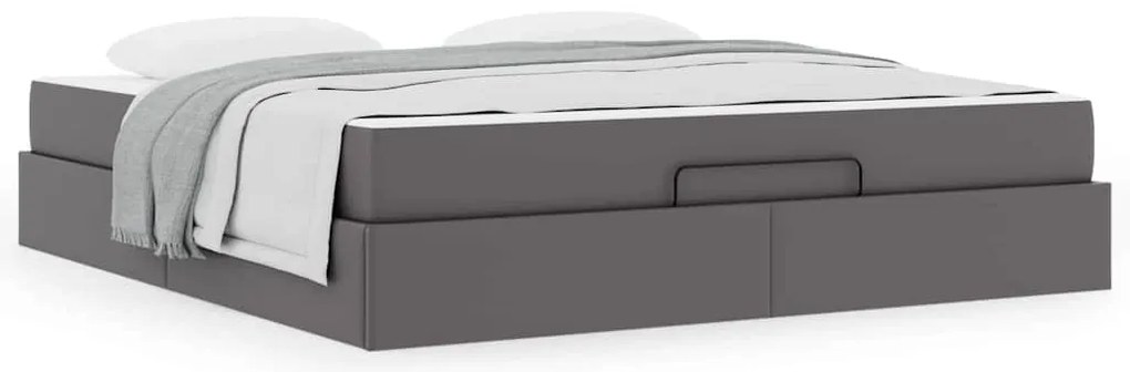 vidaXL Σκελετός κρεβατιού με στρώμα με στρώμα 2 pcs Γκρι PVC