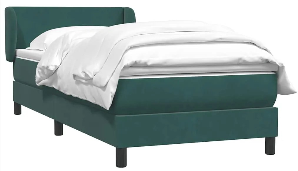vidaXL Box Spring κρεβάτι με στρώμα σκούρο πράσινο 90x220 cm Velvet