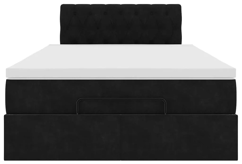 vidaXL Οθωμανικό κρεβάτι με στρώμα &amp; LEDs Μαύρο 120x200cm Velvet