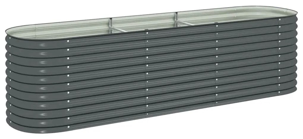 vidaXL Ζαρντινιέρα Υπερυψωμένη Γκρι 320x80x81 εκ. Γαλβανισμ. Χάλυβας