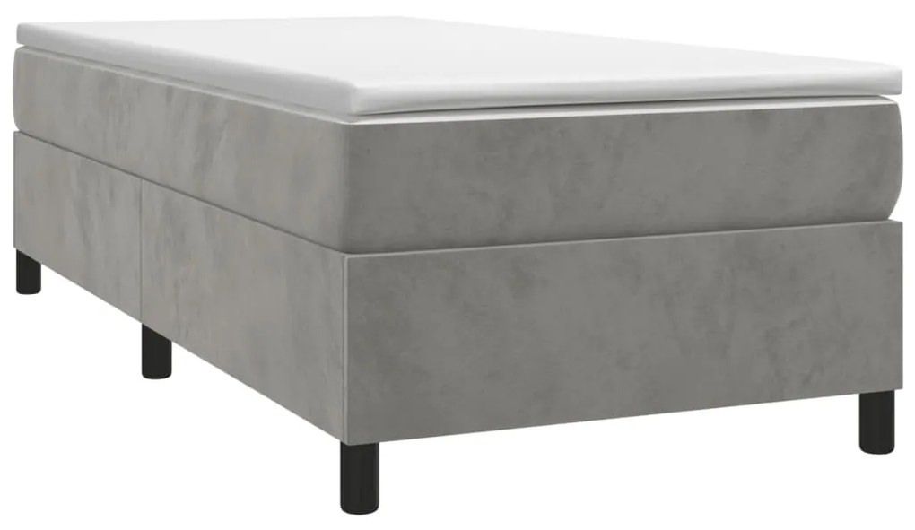 vidaXL Κρεβάτι Boxspring με Στρώμα Ανοιχτό Γκρι 100x200 εκ. Βελούδινο