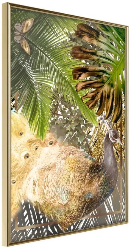 Αφίσα - Fairy-Tale Peacock in the Jungle - 40x60 - Χρυσό - Χωρίς πασπαρτού