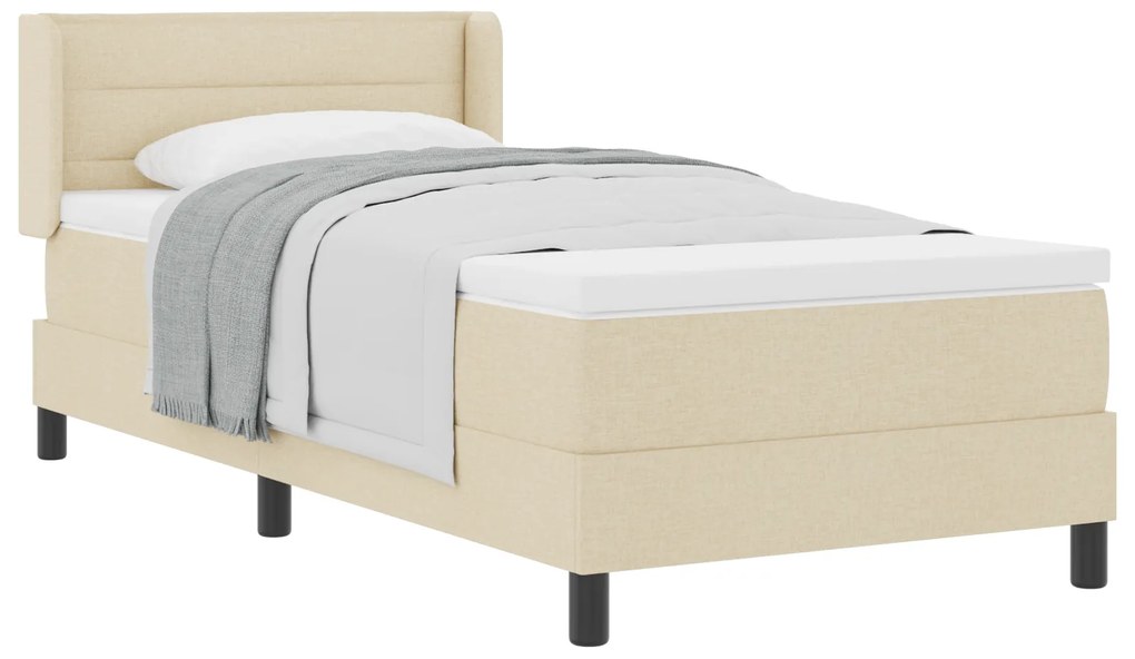 vidaXL Box Spring Bed με Ματράς Κρεμ 90x200 εκ. Υφάσματος